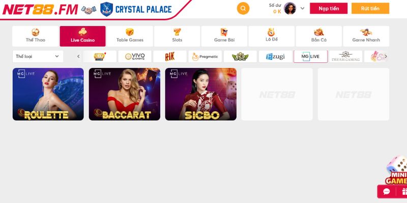 Giới thiệu về sảnh MG Casino